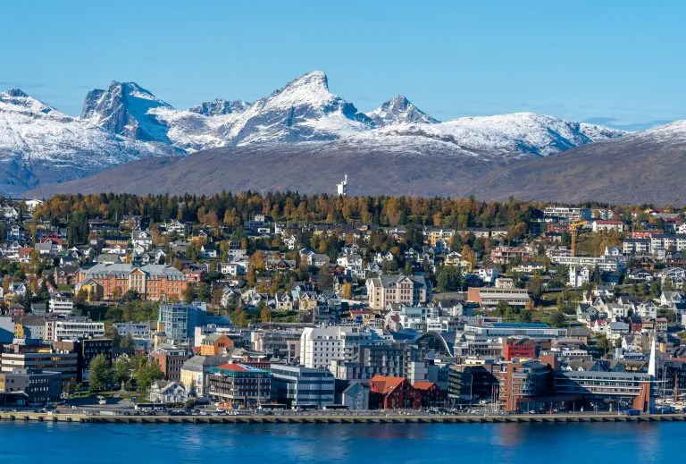 Tromso . Norwegen. 25-09-2019 Blick über Tromsø vom Berg Storsteinen